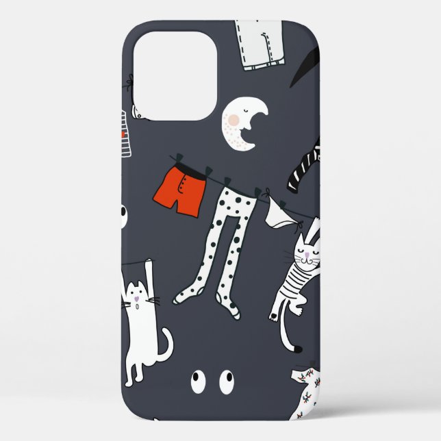 Hand drawn cute cartoon seamless pattern illustrat Case-Mate iPhone case (Back)