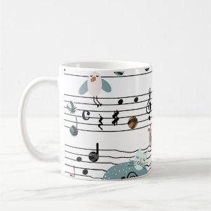 Hand drawn cute cartoon seamless pattern illustrat coffee mug