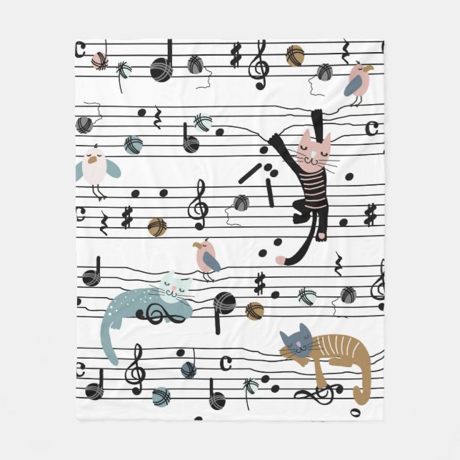 Hand drawn cute cartoon seamless pattern illustrat fleece blanket (Front)