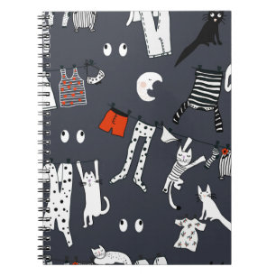 Hand drawn cute cartoon seamless pattern illustrat notebook