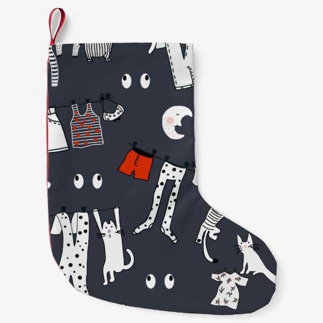 Hand drawn cute cartoon seamless pattern illustrat small christmas stocking (Front)