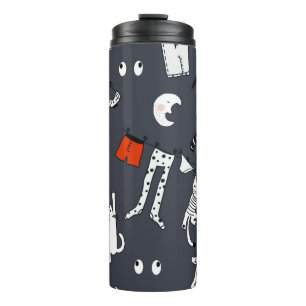 Hand drawn cute cartoon seamless pattern illustrat thermal tumbler