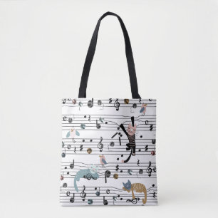 Hand drawn cute cartoon seamless pattern illustrat tote bag