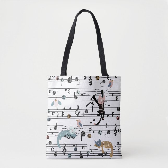 Hand drawn cute cartoon seamless pattern illustrat tote bag (Front)