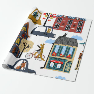 Hand drawn cute cartoon seamless pattern illustrat wrapping paper