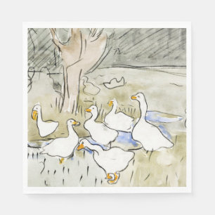 Hand Drawn Cute Duck Photos White Duck Clipart Fam Napkin