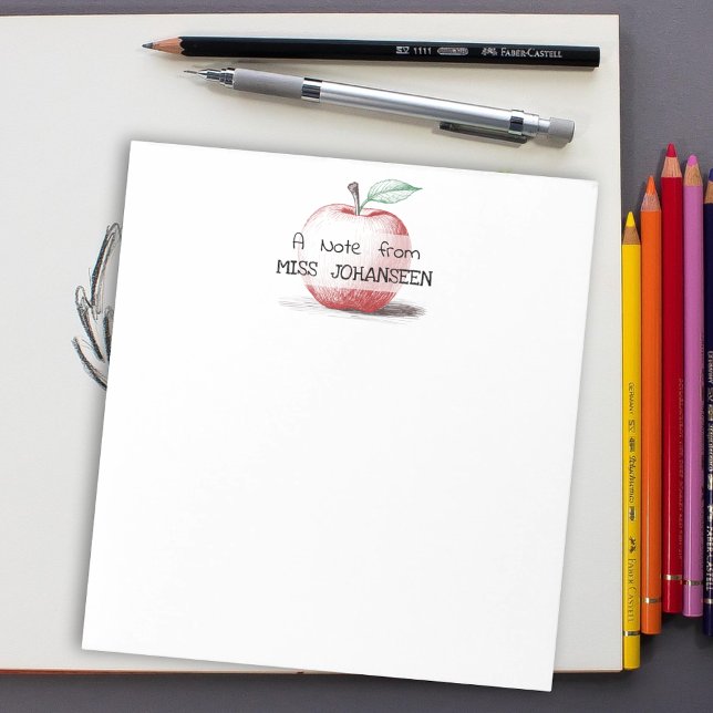 Hand Drawn Cute Fun Red Apple Teacher Appreciation Notepad (Creator Uploaded)