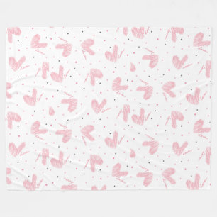 Hand Drawn Cute Heart and Love Fleece Blanket
