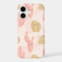 hand drawn cute pink cactus