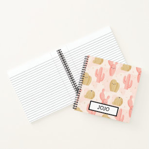 hand drawn  cute pink cactus notebook