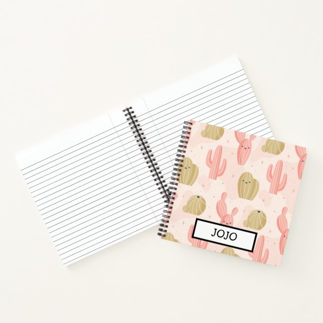 hand drawn  cute pink cactus notebook (Inside)