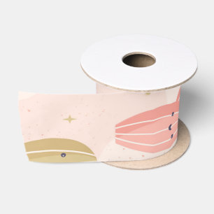 hand drawn cute pink cactus satin ribbon