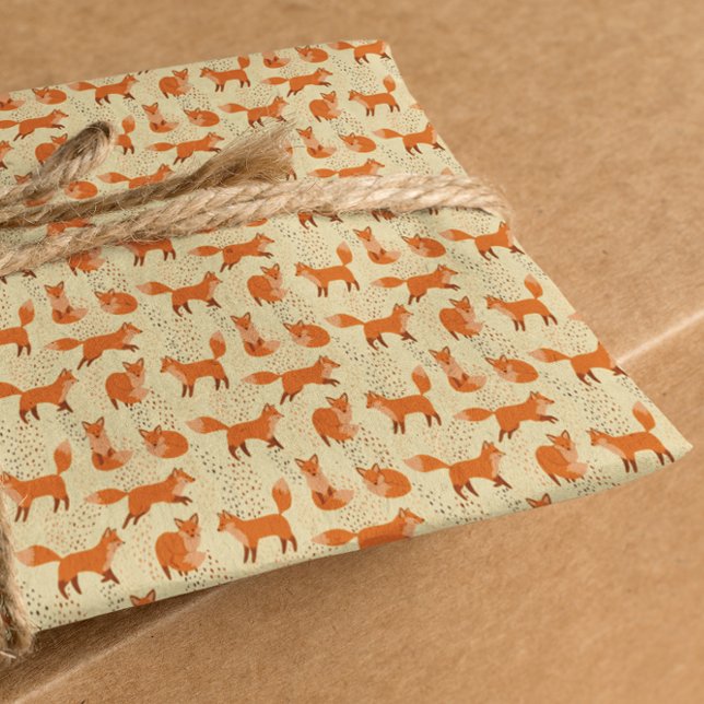 Hand Drawn Cute Red Fox Pattern Gift  Wrapping Paper (Creator Uploaded)