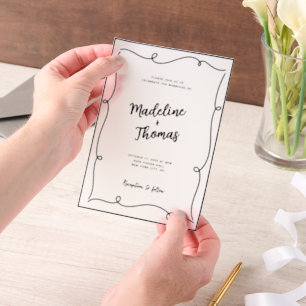 Hand Drawn Cute Script Whimsical Wedding Vellum Invitations