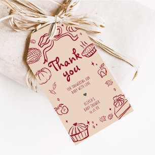 Hand Drawn Cutie Pie Autumn Baby Shower Favour Tag