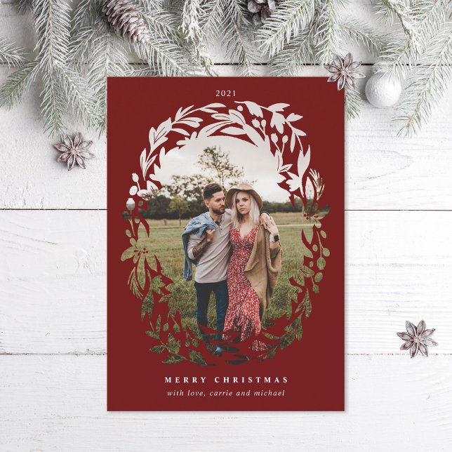 Hand-Drawn Cutout Wreath Frame Red Holiday Photo (Creator Uploaded)