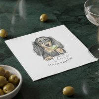 Hand Drawn Dachshund Dirty Martini Doodle Cocktail