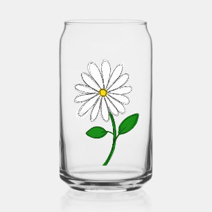 Hand-Drawn Daisy Flower Glass Can   Minimal Floral
