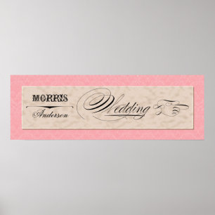 Hand Drawn Damask Pink n Cream Directional Signs