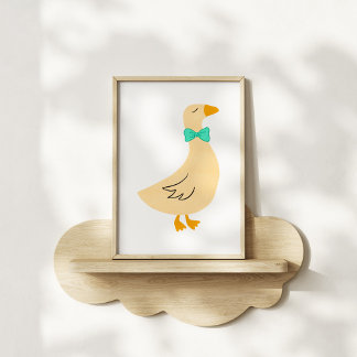 Hand-Drawn Dapper Goose Nursery Art Poster