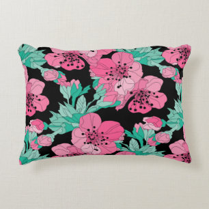 Hand Drawn Decorative Cherry Blossom Pattern  Cushion