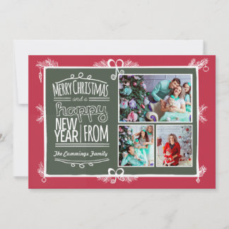 Hand Drawn Decorative Christmas Holiday Photo Card