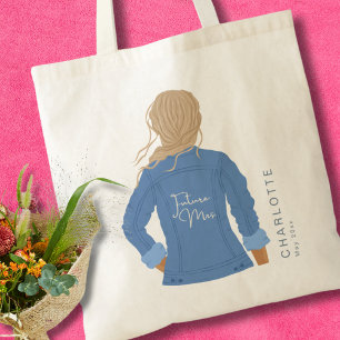 Hand Drawn Denim Jacket Blonde Hair Future Mrs Tote Bag