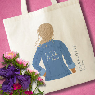 Hand Drawn Denim Jacket Blonde Hair I Do Crew Tote Bag