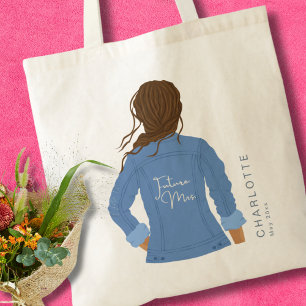Hand Drawn Denim Jacket Brown Hair Future Mrs Tote Bag