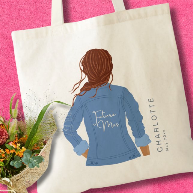 Hand Drawn Denim Jacket Red Hair Future Mrs Tote Bag (Creator Uploaded)