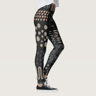 Hand Drawn Design Elements Shapes Squiggles Black Leggings