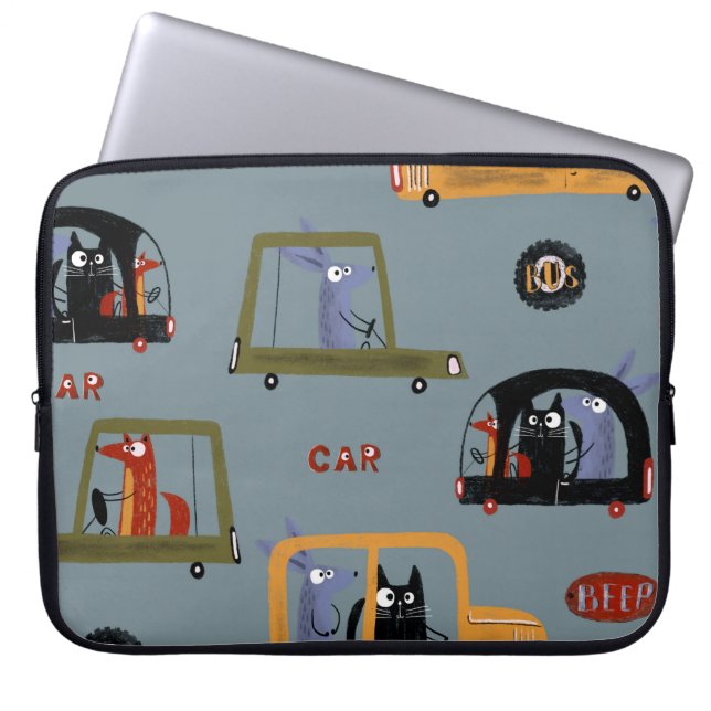 Hand drawn digital pencil pastel colour seamless p laptop sleeve (Front)