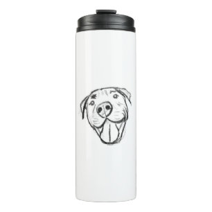 hand drawn digital smiling pit bull thermal tumbler