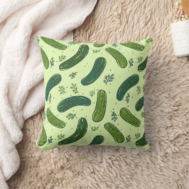 Hand Drawn Dill Pickle Pattern Cushion (Blanket)