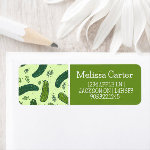 Hand Drawn Dill Pickle Pattern Return Address Label
