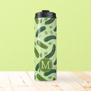 Hand Drawn Dill Pickle Pattern Thermal Tumbler