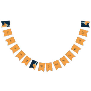 Hand Drawn Dinosaur Orange Blue Happy Birthday Bunting