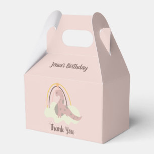 Hand Drawn Dinosaur Rainbow Birthday Party Pink F Favour Box