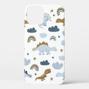 Hand drawn dinosaurs in scandinavian style with st iPhone 12 case
