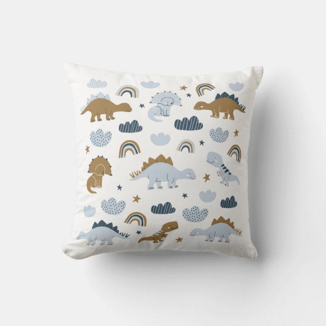 Hand drawn dinosaurs in scandinavian style with st cushion (Front)