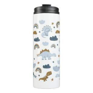 Hand drawn dinosaurs in scandinavian style with st thermal tumbler