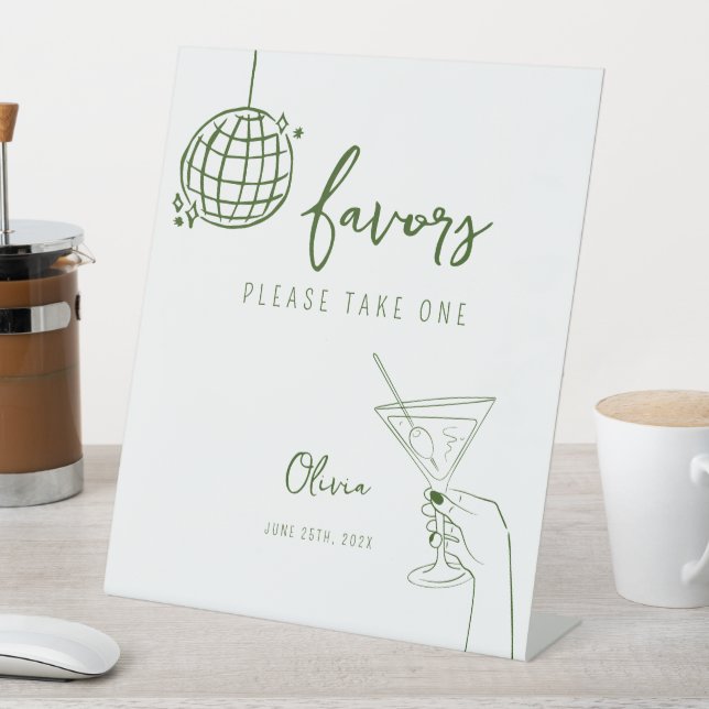 Hand drawn disco ball Favours Sign personalised (In SItu)