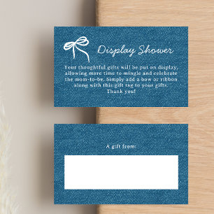 Hand Drawn Display No Wrap Blue Jean Baby Shower Enclosure Card