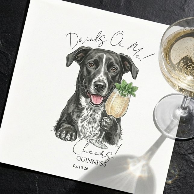 Hand Drawn Dog Portrait Signature Drink  Napkin (Hand Drawn Dog Portrait Signature Drink Napkins)