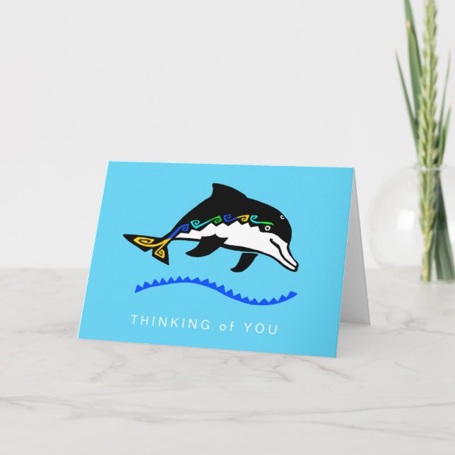 Hand drawn DOLPHIN - Nature -Ocean blue Card (Front)