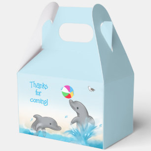 Hand-drawn Dolphin Splashing Volleyball Graphic Favour Box