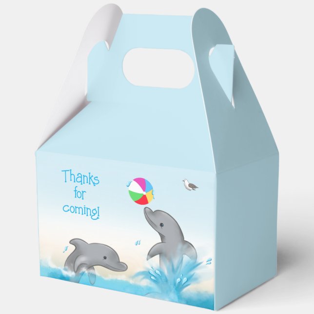 Hand-drawn Dolphin Splashing Volleyball Graphic Favour Box (Front)