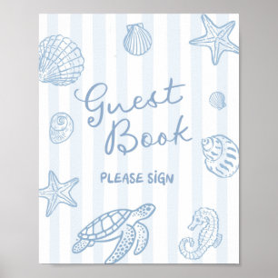 Hand Drawn Doodle Blue Guest Book Party Sign