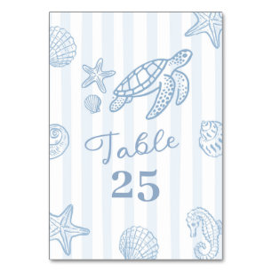 Hand Drawn Doodle Blue Sea You Soon Table Number