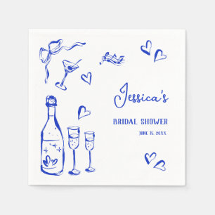 Hand Drawn Doodle Bridal Shower French Bow  Napkin